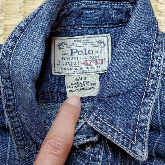 POLO Ralph Lauren Denim Tuxedo Bib Shirt-Dress - Picture 3 of 6